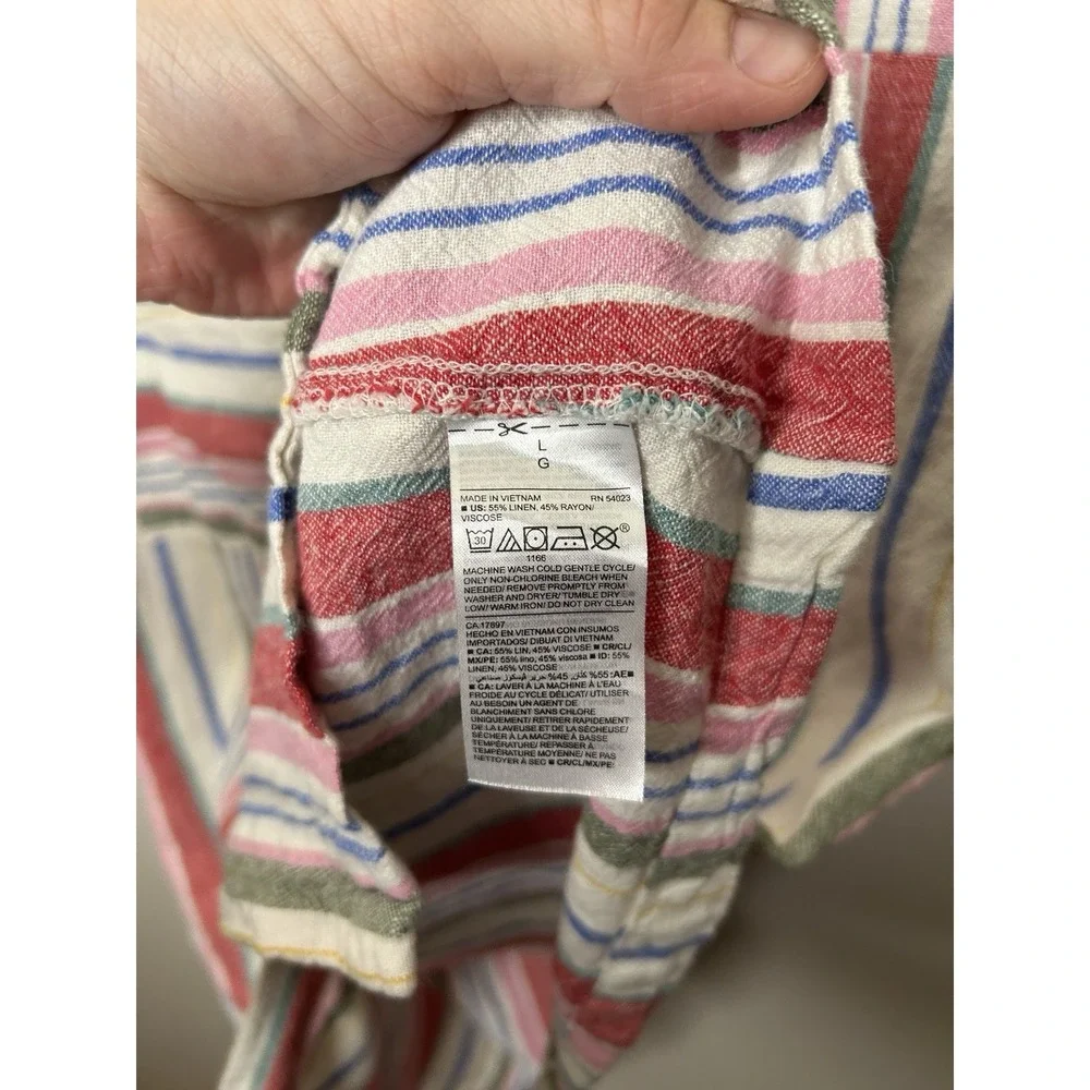 Old Navy Gauzy Shift Dress Full Button Sleeveless Linen Beachy Coastal Sz Large - Picture 5 of 10